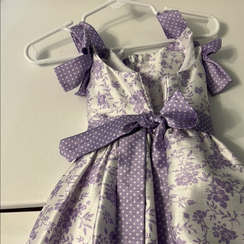 Bonnie Jean Purple and White Square Neck Sundress - Picture 4 of 4